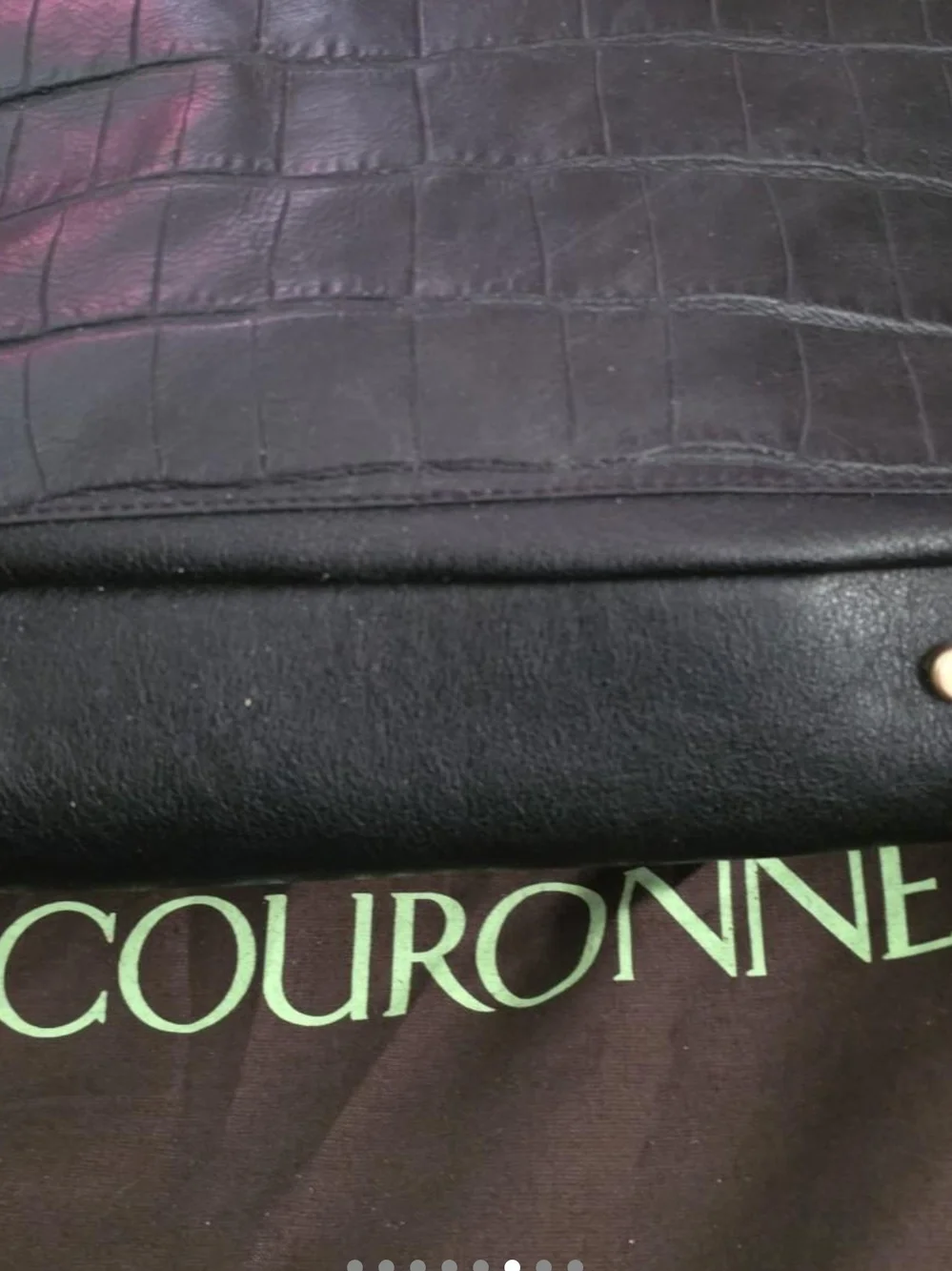 COURONNE Black Croc-Embossed Leather Bowler Tote Bag